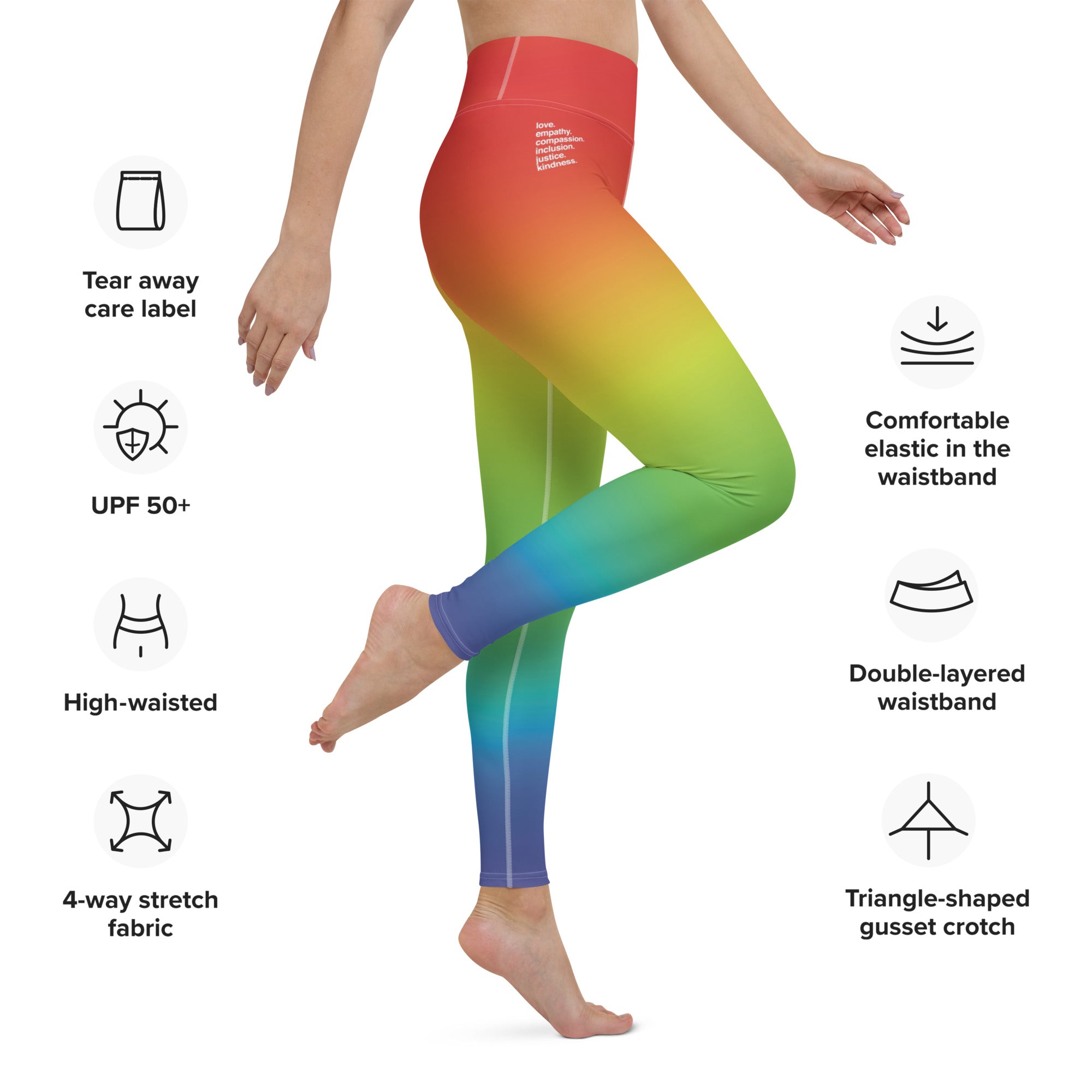 'Kindness Is' Pride Yoga Leggings