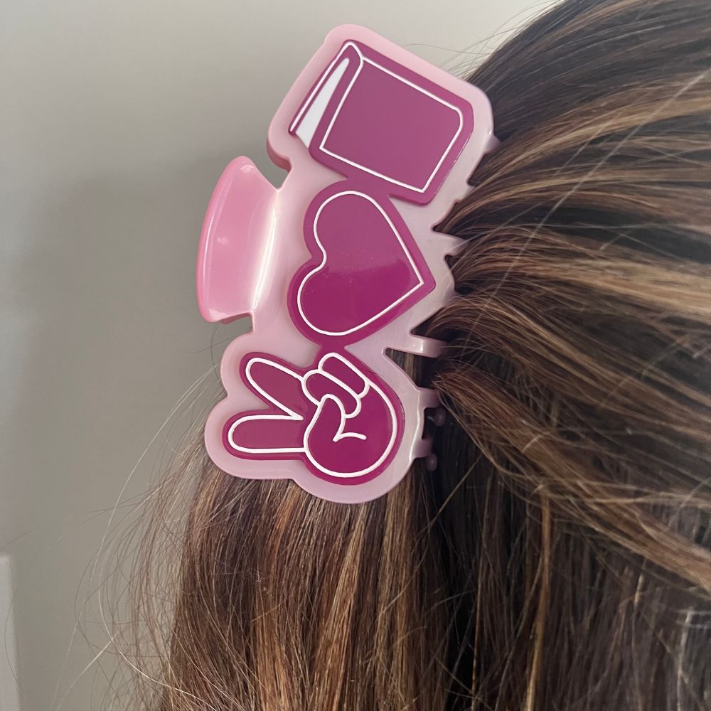 Peace, Love, Books Hair Clip