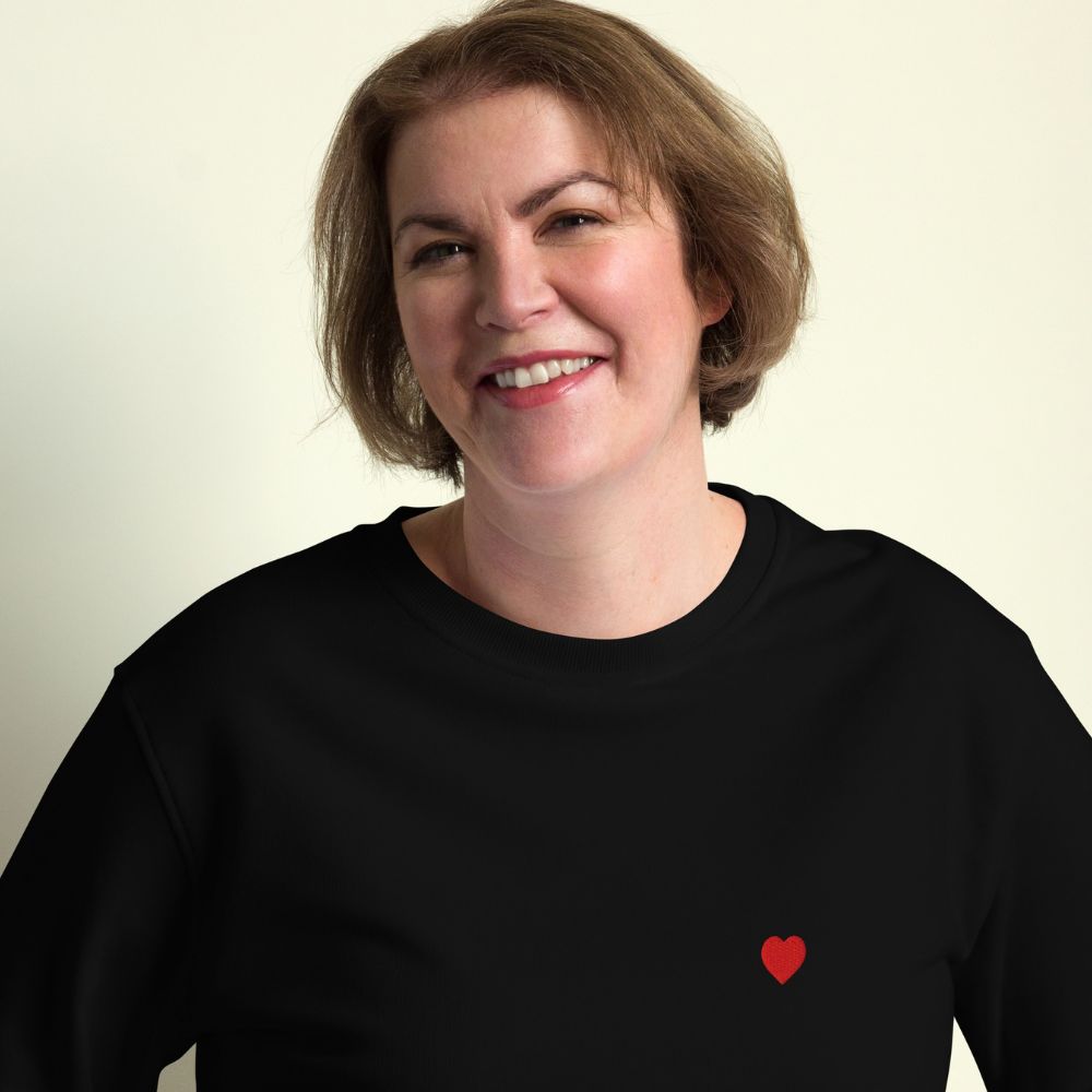 Heart Embroidered Organic Crewneck