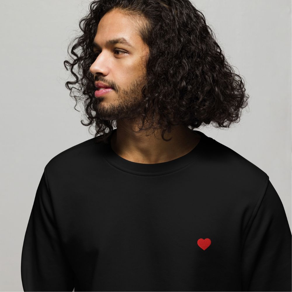 Heart Embroidered Organic Crewneck