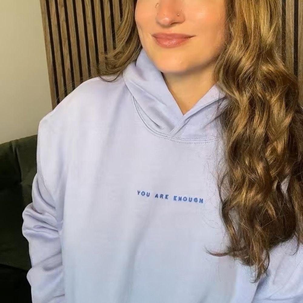 You Are Enough Embroidered Organic Pullover Fleece
