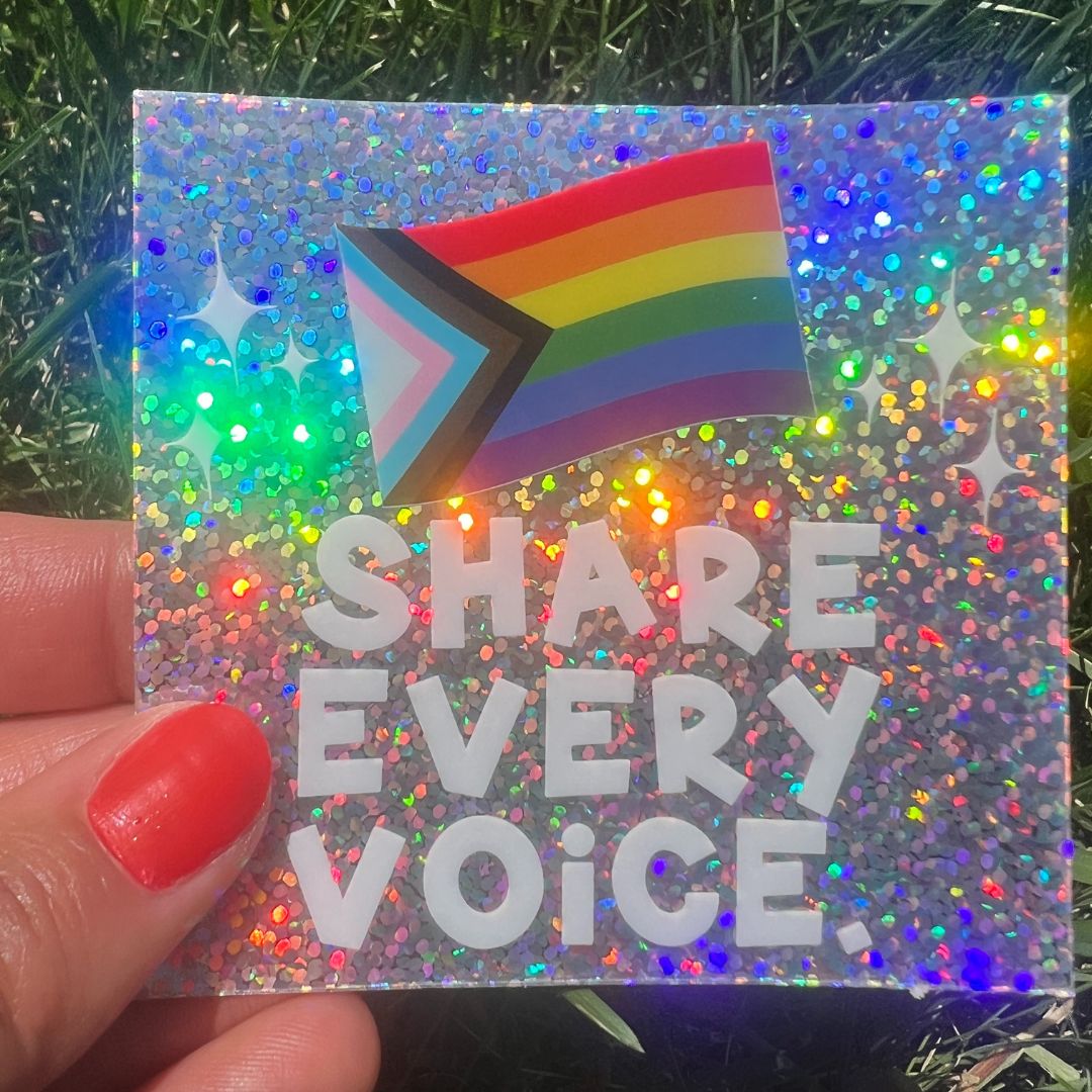 Share Every Voice Glitter Sticker
