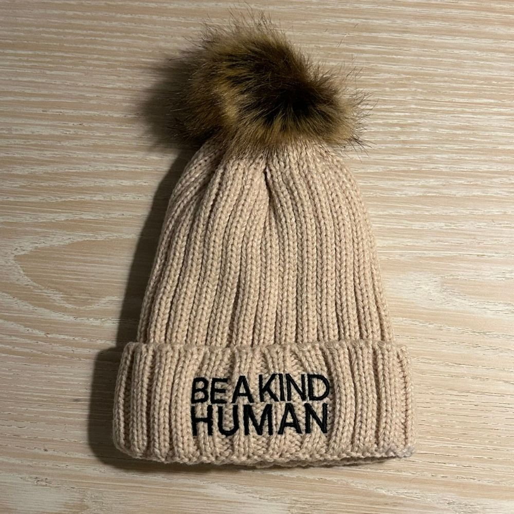 Be a Kind Human Pom Beanie