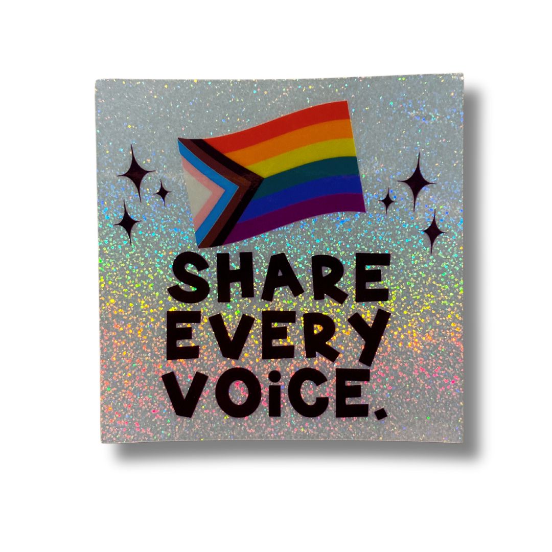 Share Every Voice Glitter Sticker