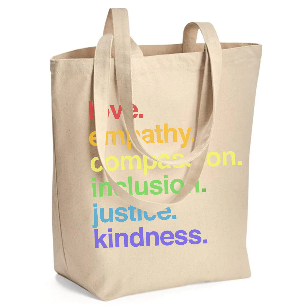 'Kindness Is' Pride Large Canvas Tote