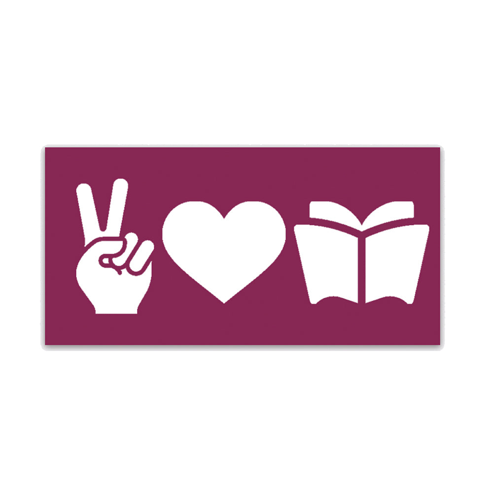 Peace, Love, Books Sticker